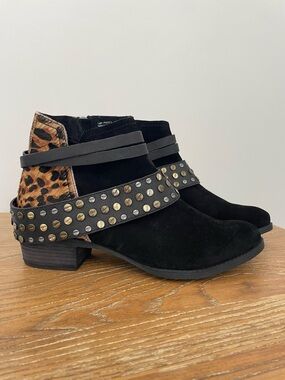 Naughty Monkey Leather Western Fringe Cowgirl Ankle Boots Size 10